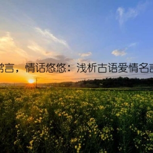 古语常言，情话悠悠：浅析古语爱情名言短句