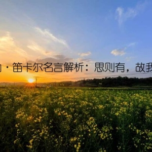 勒内·笛卡尔名言解析：思则有，故我思。