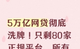 5万亿网贷彻底洗牌！只剩80家正规平台，所有乱收费全叫停