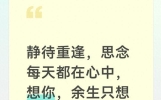静待重逢，思念每天都在心中，想你，余生只想和你共白头