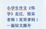 小学生作文《怀孕》走红，惊呆老师！笑哭爹妈！一篇短文撕开